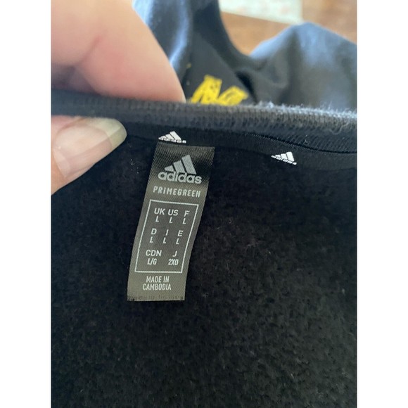 Adidas L sweatshirt mens size Large Lg black white Pullover Top Striped Sleeves - Picture 5 of 7